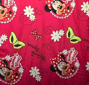 Disney Minnie’s World Twin Flat Bed Sheet Hot Pink Polka Dots Fabric Cutter