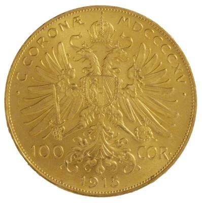 1915 100 Corona Gold Austrian/Hungarian Coin .9802 oz Fine Gold - Restrike - Image 1 of 2