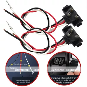 2x Truck Trailer Molded 3 Pin Pigtail Harness Stop Turn Tail Brake Backup Light - Foto 1 di 7