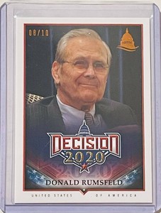 DONALD RUMSFELD 2020 LEAF #/d 08/10 DECISION BRONZE FOIL CARD SECRETARY DEFENSE