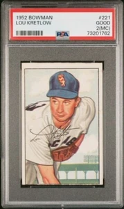 Tarjeta de béisbol 1952 Bowman Lou Kretlow White Sox novato 221 graduada PSA 2 MC bonita - Imagen 1 de 2