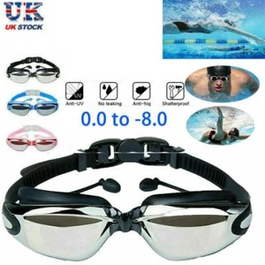 Anti Fog Swimming Goggles Uv Glasses Adjustable Earbuds myopia Adult Uk - Picture 1 of 24