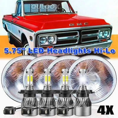 4PCS 5.75" 5-3/4" Round LED Headlights for GMC C15/C1500 1961-1972 Pickup C2500 Foto 1 de 4