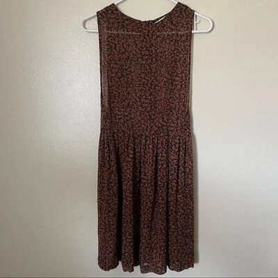 Vestido Christy Dawn Edición Limitada Talla Pequeña Marrón Floral Boho Sin Mangas Transparente Foto 1 de 4