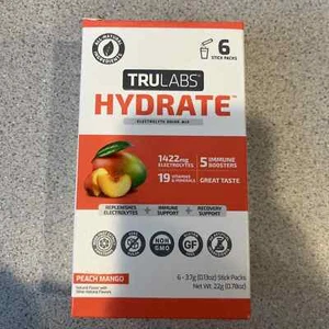 TRULABS Hydrate Peach Mango 6ct. of 3.7g Packs Sugar Free Electrolytes Lot of 2 - Picture 1 of 5