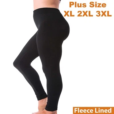  Kuda Moda Women Fleece Lined Warm Full Length Legging Pants Plus Size 1X 2X 3X - Image 1 of 4