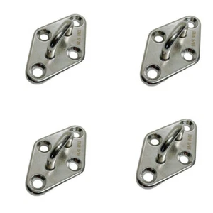 4 Pc Marine Boat Stainless Steel 5/16" Diamond Pad Eye Welded SS316 Eye Pad Lift - Picture 1 of 6