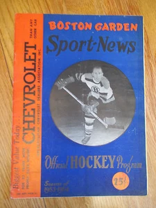 Boston Garden 3-4-1954 BRUINS Program vs MONTREAL CANADIENS Plante Richard Lach - Picture 1 of 7