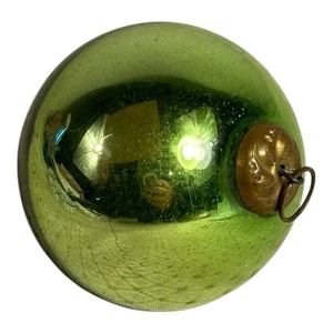 Antike deutsche Kugel Glas mittelgrün Weihnachtsschmuck - Bild 1 von 9