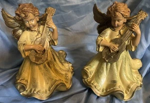 2 Vintage Engel Euromarchi Italien 8" groß Hartgummi Figur #397 - Gitarre - Bild 1 von 21