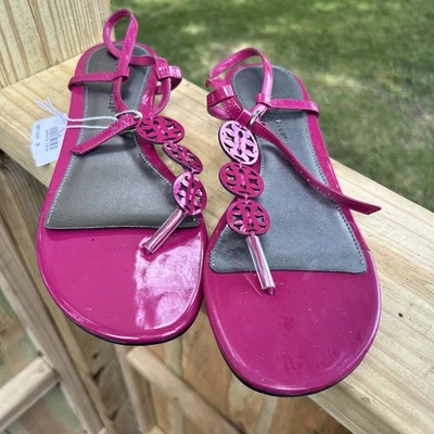 Sandalias Montego Bay Club Talla 9 Rosa/Plateado Chanclas Planas Correa Ajustable Foto 1 de 4