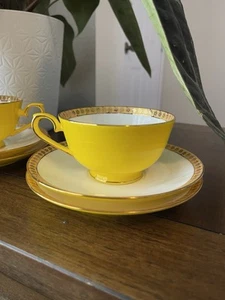 Teavana 14K Gold Noble Poppy Canary Yellow Bone China Tea set - Picture 1 of 6