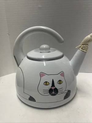 Tetera Kamenstein gato blanco con pájaro silbador Foto 1 de 4