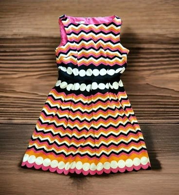 London Times Chevron Dot Dress Sleeveless Size 8 Business Career Workwear Party - Image 1 of 4