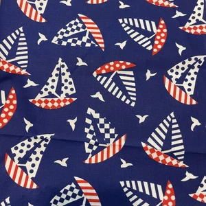 Vintage Sailboat Fabric 3 Yards -  2 Pieces 36”X 48” & 45” X 72” - Picture 1 of 4