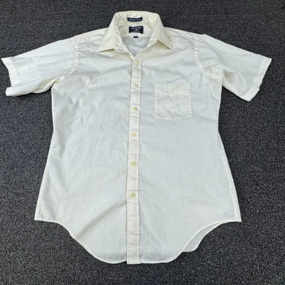 Vtg Arrow Cotton Ease Shirt Mens 15.5-33 Ivory Short Sleeve Casual Button Pocket - Image 1 of 4