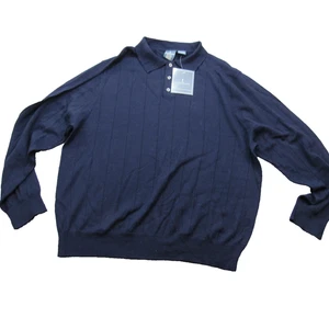 Lanesboro Sweater Mens XL Black 100% Italian Merino Wool Polo Pullover New - Picture 1 of 7