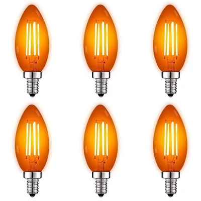 Luxrite E12 LED Filament Orange Light Bulb, 4.5W=40W, UL, E12 Base 6 Pack - Image 1 of 4