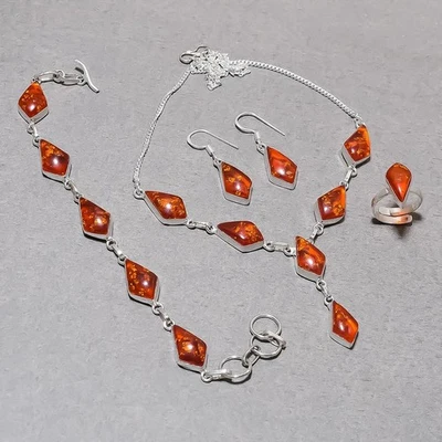 Gelber Bernstein Edelstein Handarbeit Mode Ethno Geschenk Antik Halskette... - Bild 1 von 4