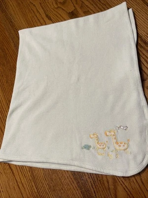 考拉婴儿毯浅绿色编织两个乘两个 30x35 棉长颈鹿海龟 — 第 1/4 张图片