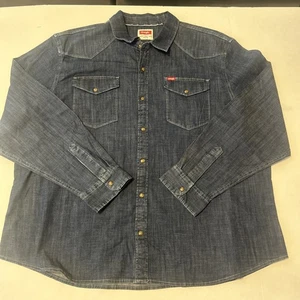 Camisa para hombre Wrangler calidad premium manga larga informal a presión denim 3XL - Imagen 1 de 12