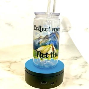 Acrylbecher mit Strohhalm zum Thema Camping "Collect Moments, Not Things" - Bild 1 von 7