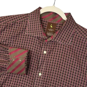 TailorByrd Shirt Mens 2XL Purple Brown Checkered Long Sleeve Button Down Casual - Picture 1 of 14