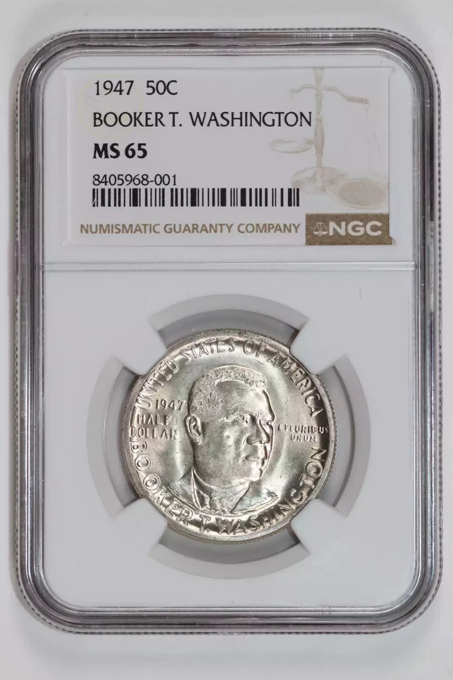 1947 BOOKER T WASHINGTON COMMEMORATIVE HALF DOLLAR NGC MS65 - Image 1 of 2