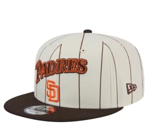 New Era Para hombres San Diego Padres Blanco Marrón Jersey Rayas 9FIFTY Gorra Snapback - Imagen 1 de 5