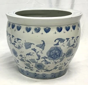 Maceta china vintage de porcelana azul y blanca - Imagen 1 de 6