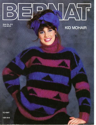 Kid Mohair Bernat Knitting & Crochet Pattern Book #612 - Vintage 1987 2 Designs - Image 1 of 2
