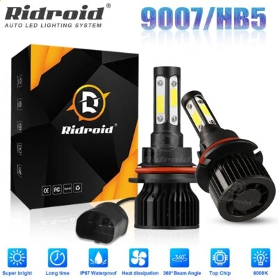 2x 9007 HB5 LED Headlight Bulbs High Low Beam Conversion Kit 6000K Super White - Image 1 of 4