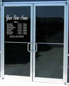 Custom Business Store Hours Sign Vinyl Decal Sticker 17 x 15 Window Door Glass - Picture 1 of 2