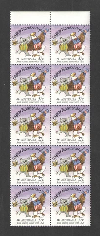 1988 AUSTRALIA Scott 1052 { AUSTRALIA BICENTENNIAL } BLOCK of 10 MNH Cover
