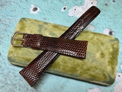 Single keeper dark brown Genuine Lizard 20mm watch strap vintage 1950s old stock - Image 1 of 4