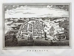 1770 Schley, Santo Domingo, Hispaniola, Dominican Republic, bird's-eye view, map - Picture 1 of 3