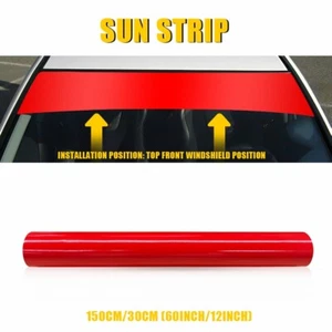 60"x12" Windshield Shade Sun Visor Strip Tint Film Vinyl Sticker Decal Red P - Picture 1 of 11