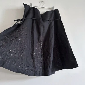 Black Embroidered Sequin Skirt Whimsygoth Linen Target - Picture 1 of 17