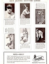 BABE RUTH Fro-Joy Ice Cream Uncut REPRINT sheet 