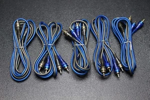 5 STCK. 6 FUSS RCA KABEL BLAU GRAU 2 KANAL AUTO ZUHAUSE AUDIO VERBINDUNG STEREO BLS-6 - Bild 1 von 2