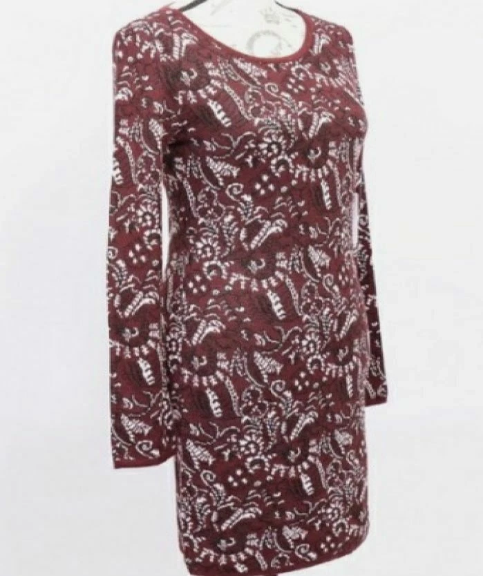 $70 Vestido Suéter Informal Matty M Para Mujer Rojo Estampado Paisley Manga Larga Talla XS Foto 1 de 1