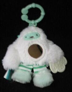 Manhattan Toy Co Plush Snow Monster Baby Teether White Green Toy Stroller Clip