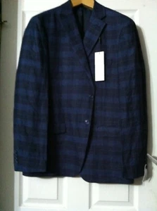 CALVIN KLEIN MENS NEW BLUE 100%LINEN SLIM FIT SPORT COAT JACKET BLAZER SZ:40R - Picture 1 of 6