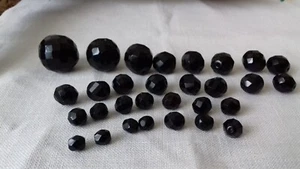 Vintage Black Faceted & Graduated Glass Beads - 30 - Picture 1 of 13