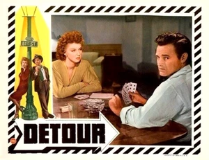 DETOUR NOIR Showing TOM NEAL ANN SAVAGE Playing Cards 11x14 LC Print 1945 - Picture 1 of 1