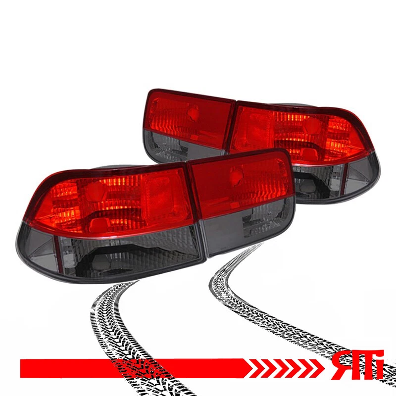96-00 Honda Civic EK EM Coupe lanternas traseiras Euro cristal vermelho fumaça EX LX DX 4 peças - Imagem 1 de 1