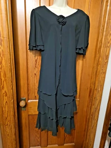 Vintage "Cattiva of New York" schwarzes Damenkleid Rüschenärmel mit Stufen Größe 14 - Bild 1 von 6