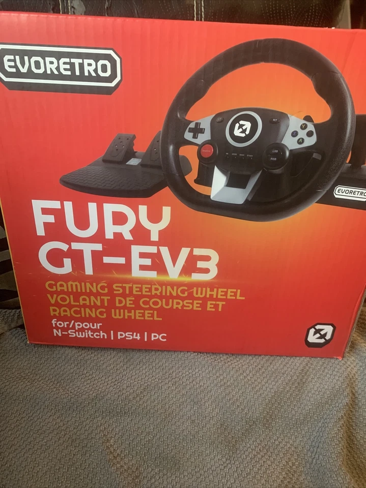 Evoretro EVO-2193 Racing Wheel & Pedals for PC PS4 and Nintendo Switch Games
