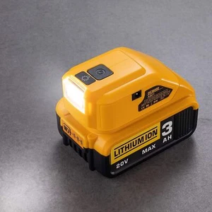 Dual USB Power Source Battery Adapter For DEWALT Battery w/LED Light For DCB090 - Picture 1 of 9