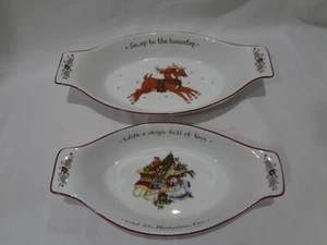 Portmeirion  A Christmas Story - Pair of Oval Au Gratin Baking Dishes - Picture 1 of 13
